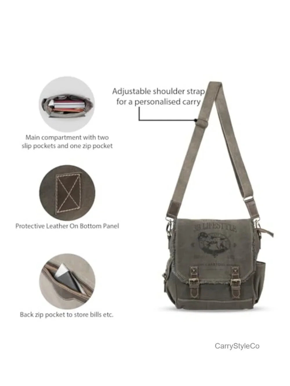 Vintage Canvas Messenger Bag for Men & Women - Leather Crossbody Satchel